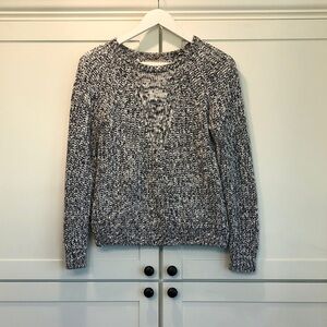 Banana Republic Marled Crewneck Sweater - Black & White with Blue Metallic